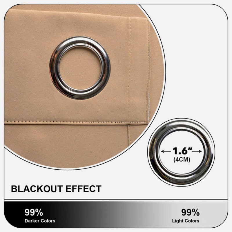 Blackout Eyelet Thermal Curtain, Beige