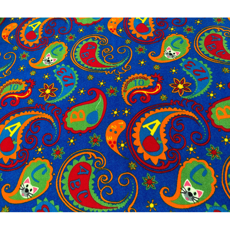 Tapis à motif cachemire avec ABC, Carré 6 pi