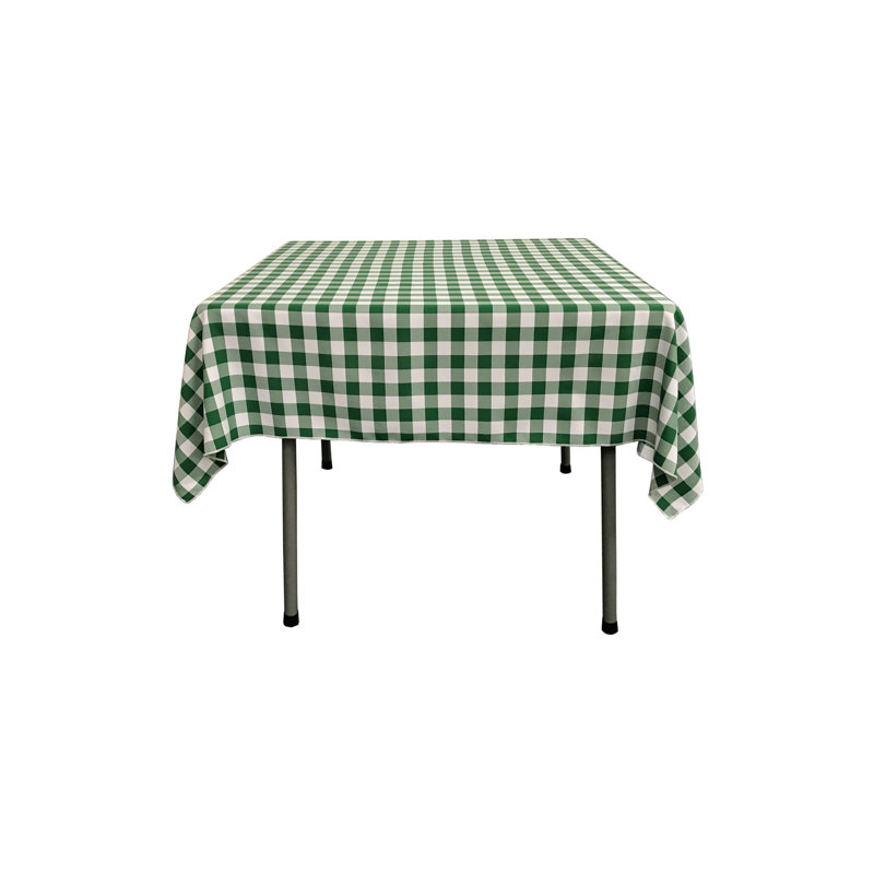 Nappe Huertas, 58 po carré, Blanc et vert chasseur