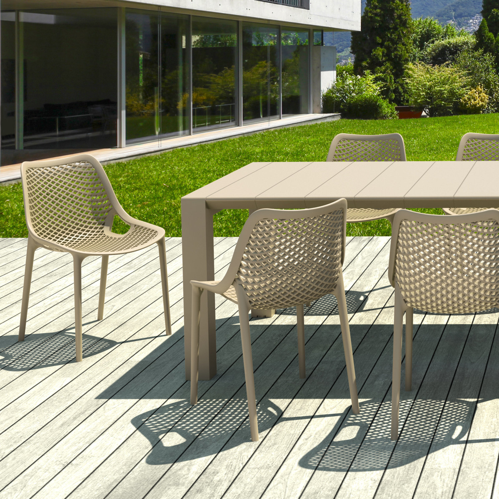 Farrah 102" Patio Dining Set, Taupe