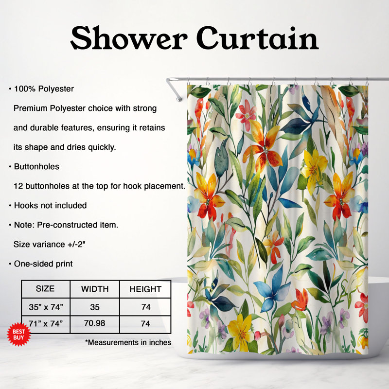 Spring Shades - Premium Shower Curtain, 74"H x 71"W