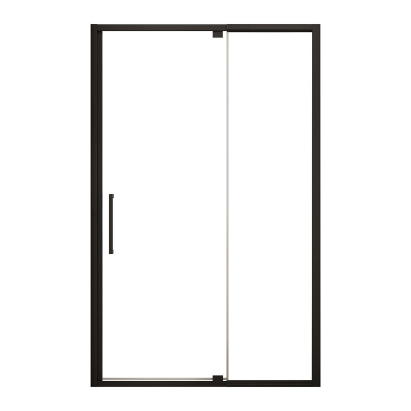 44-48" W x 76" H Adjustable Frame Shower Door, SGCC Tempered Glass, Aluminum Matte Black, Reversible Installation