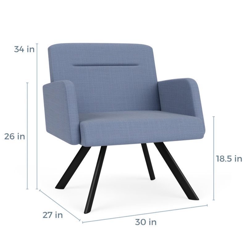 Fauteuil de réception Willy, Noir, Chambray bleu marine clair