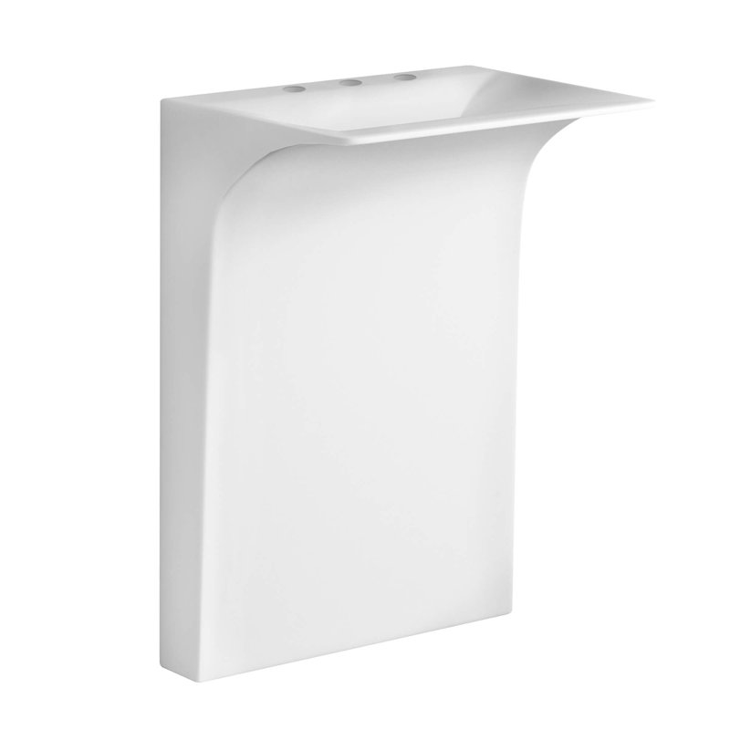 Wetstone 33.5" Tall White Rectangular Pedestal Bathroom Sink
