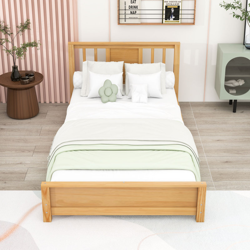 Base de lit plateforme avec tête de lit, Naturel