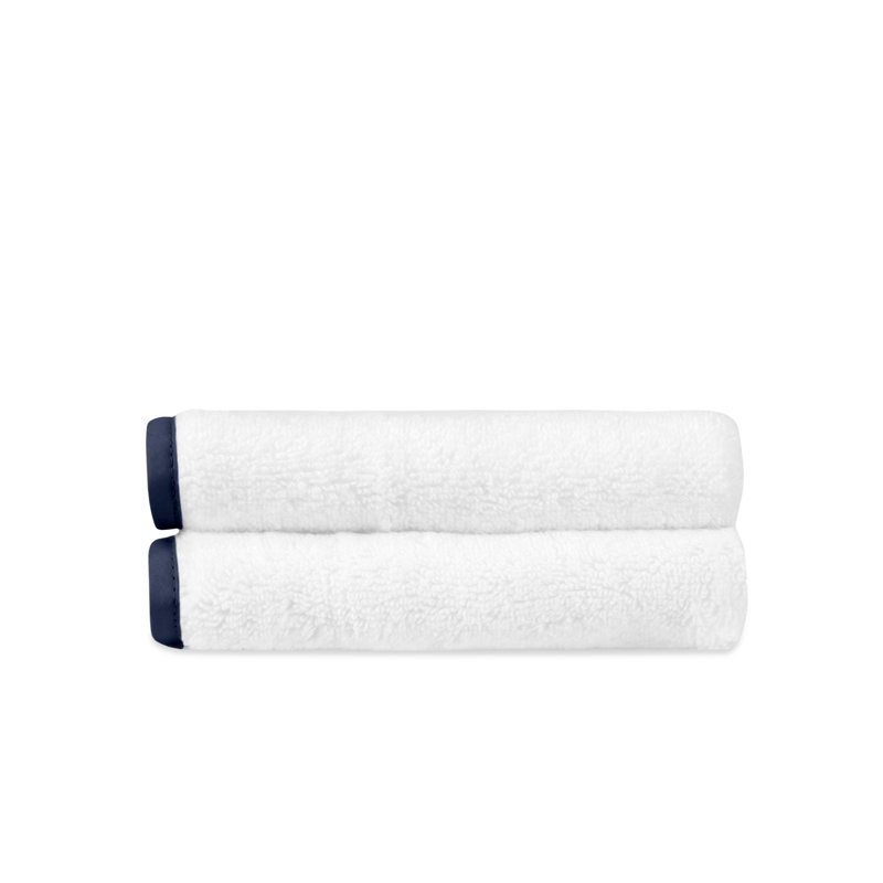 Antalya 2-pc Face Towel Set, White/Navy Blue