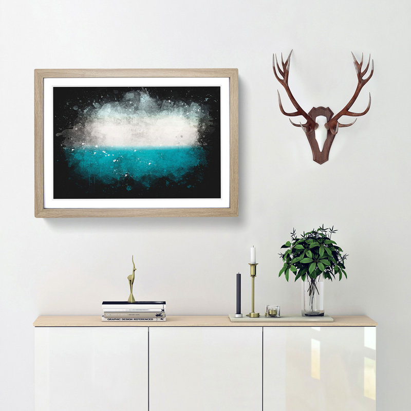 Sky On Top Of The Ocean - Picture Frame Graphic Art, 24cm H x 33cm W x 2cm D, Oak Framed
