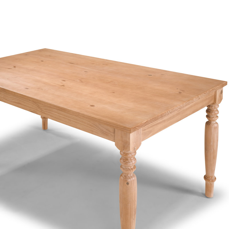 Caydn Pine Solid Wood Dining Table, Rustic Yellow