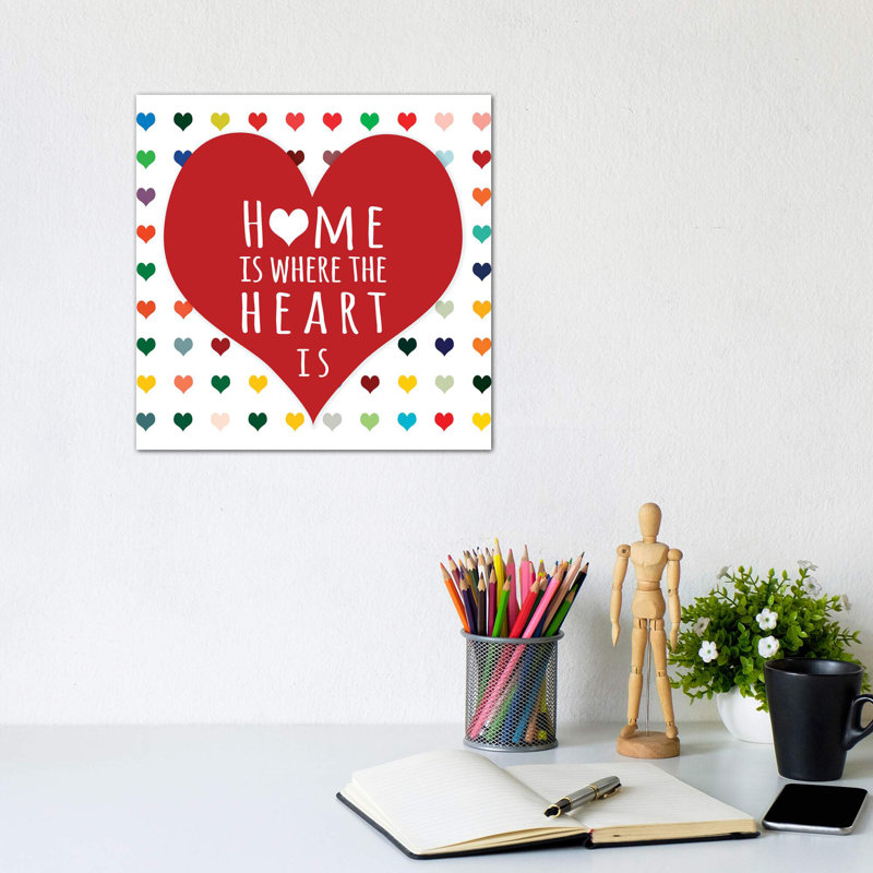 «Home Is Where» par Shelley Lake - impression d'art graphique, H 12 po x l 12 po x P 1,5 po, Toile tendue, Pas de tapis
