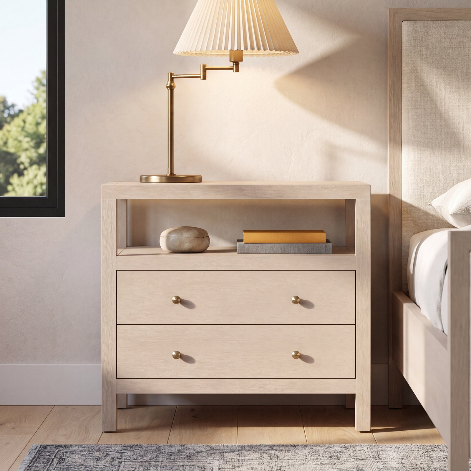 Celine 28" Acacia Nightstand, Antique Taupe