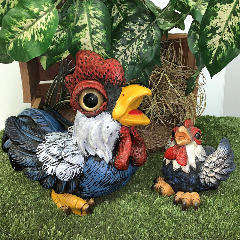 Rooster "Freddie & Jr." Whimsical Garden Statue