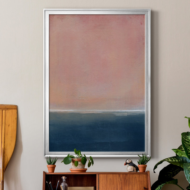 Coucher de soleil - Peinture encadrée, H 22,5 po x l 30,5 po x P 1,5 po, Toile avec cadre argenté, Pas de tapis