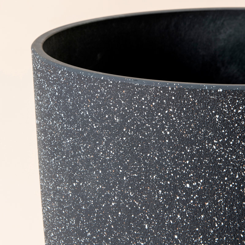 Eldwun 2 Piece Resin Pot Planter, Indoor/Outdoor Garden Flower Pots, Black, 5.7" H x 7.5" W x 7.5" D