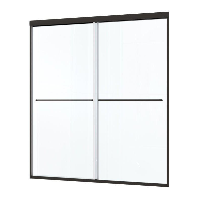 Bypass Shower Door, Sliding Door, With 1/4" Tempered Glass And Matted Black Finish 50-54"X70"