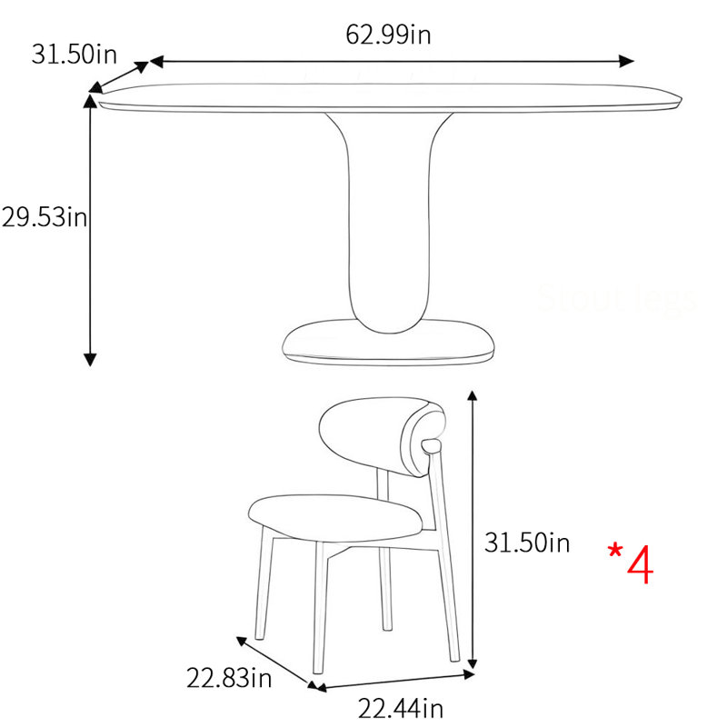 Creamy style simple rectangular dining table sets, 29.53"H x 62.99"L x 31.5"W