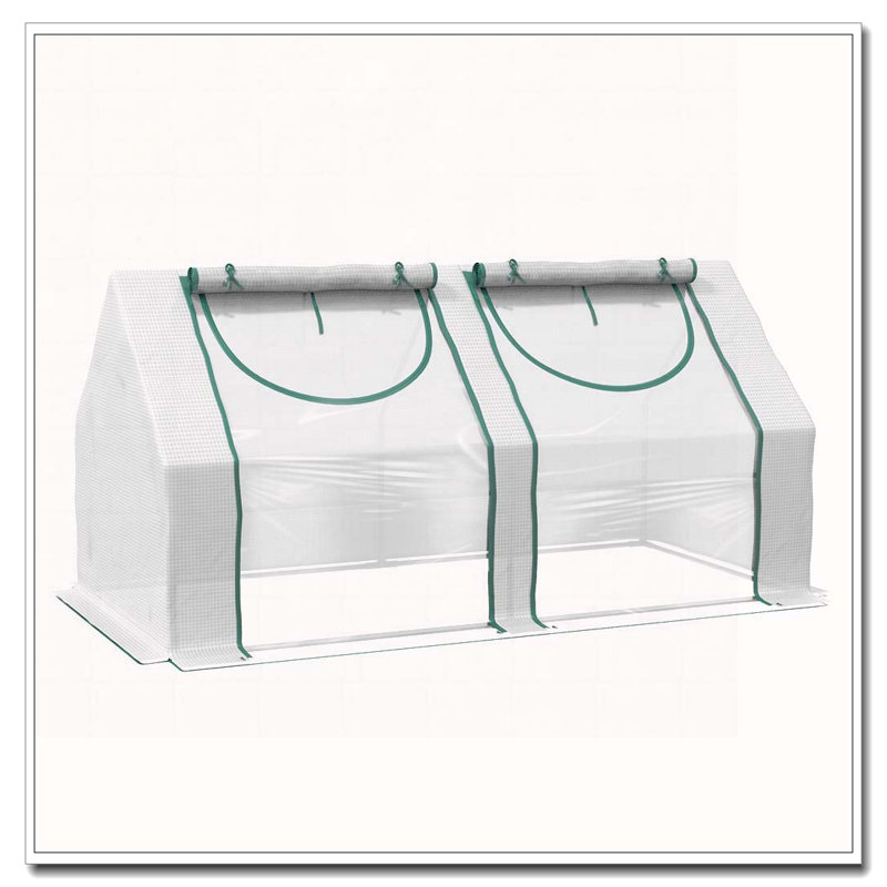 Outsunny 6' x 3' x 3' Portable Greenhouse, Garden Green House with 2 PE/Plastic Covers, Steel Frame and 2 Roll Up Windows, Clear