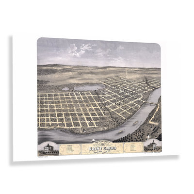 «1869 Saint Cloud, Stearns County, Minnesota, carte, affiche, art mural» sur papier