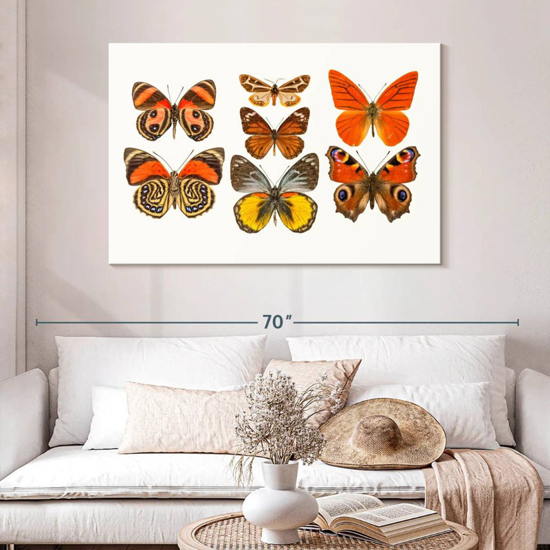 Collection Brampt de papillons oranges, H 32 po x l 48 po