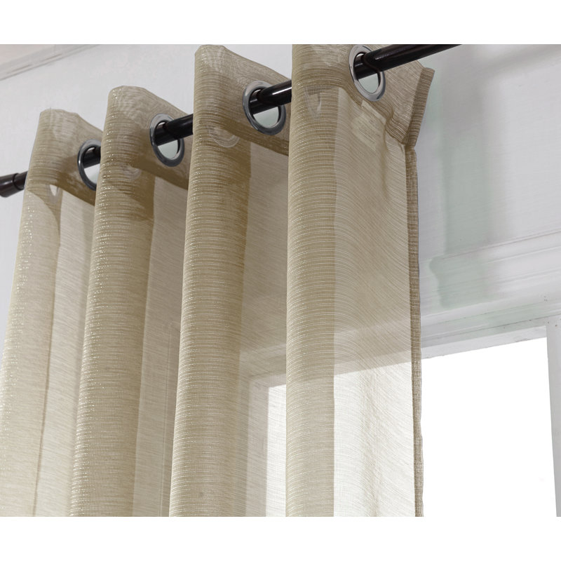 Agathla Sheer Grommet Single Window Curtain Panel, Taupe, 54" W x 84" L