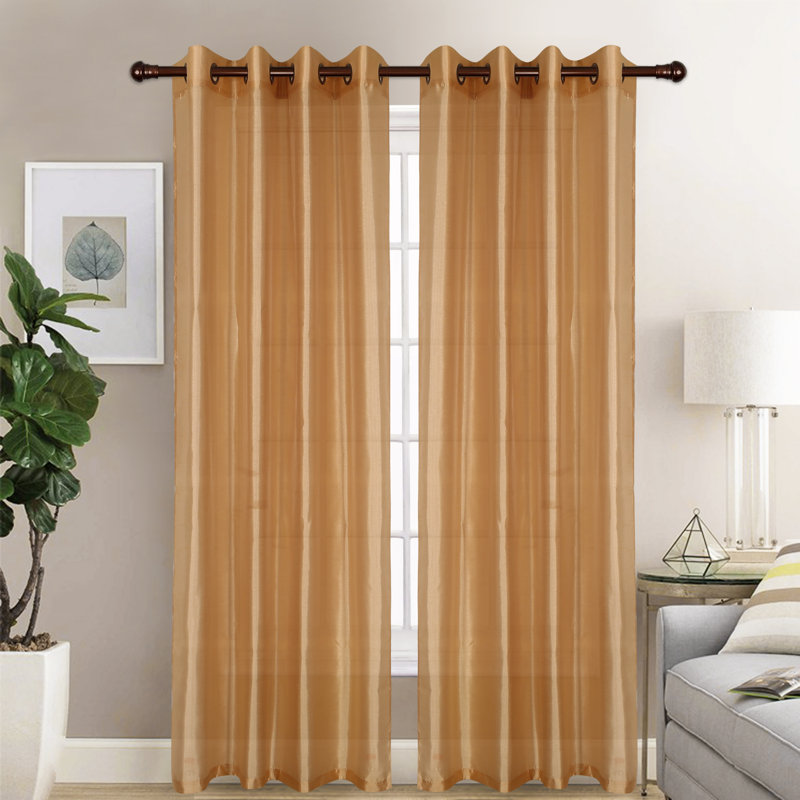 Diredra Polyester Semi-Sheer Curtains, Gold