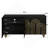 Modern Fluted Sideboard Buffet With Storage, Curve Element With Strict Lines, 4 Doors Storage Cabinet With Adjustable Shelves For Kitchen, Dining Room, Living Room (Black)-1053494492