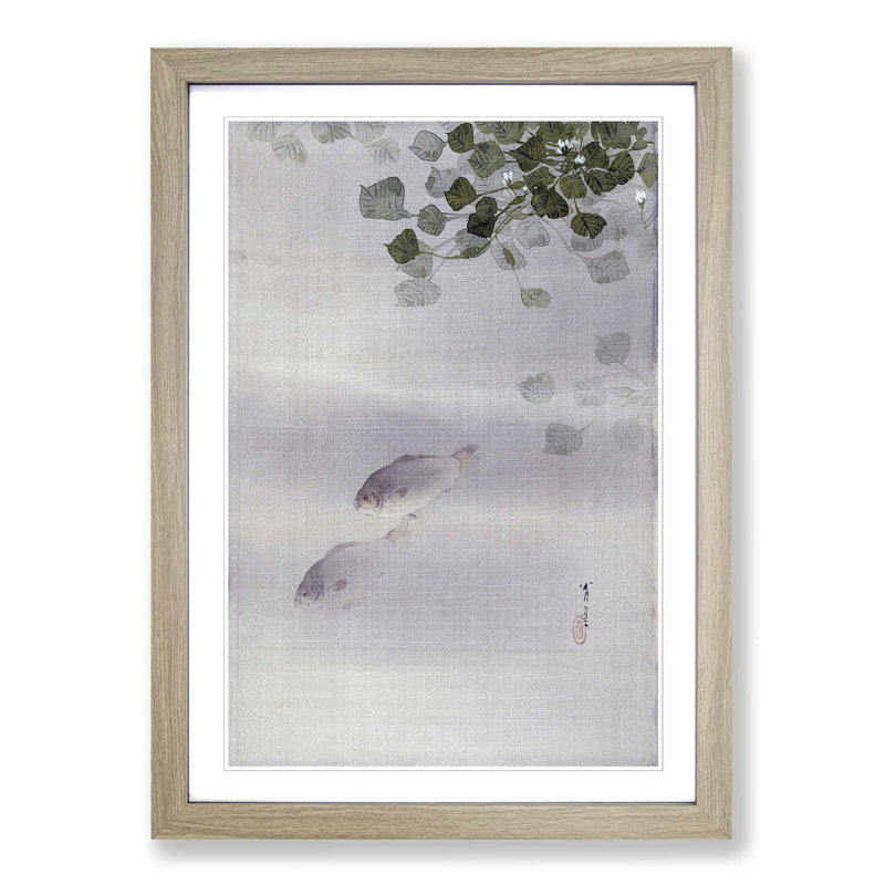 Fishes by Watanabe Seitei - Picture Frame Painting Print, 36cm H x 27cm W x 2cm D, Oak Framed