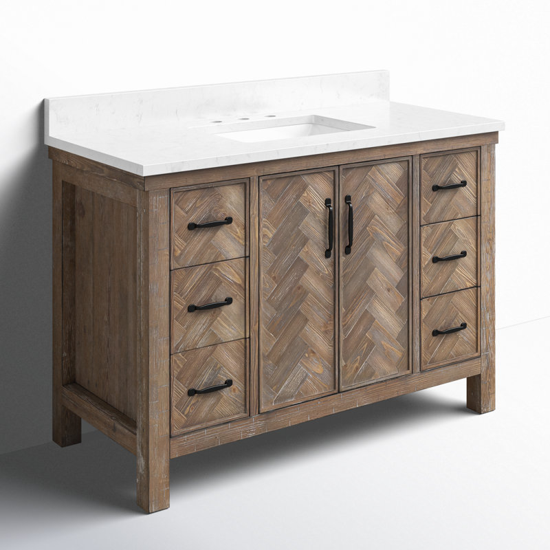 Javier 47.2'' Free Standing Bathroom Vanity with Cultured Marble Top, Antique Gray