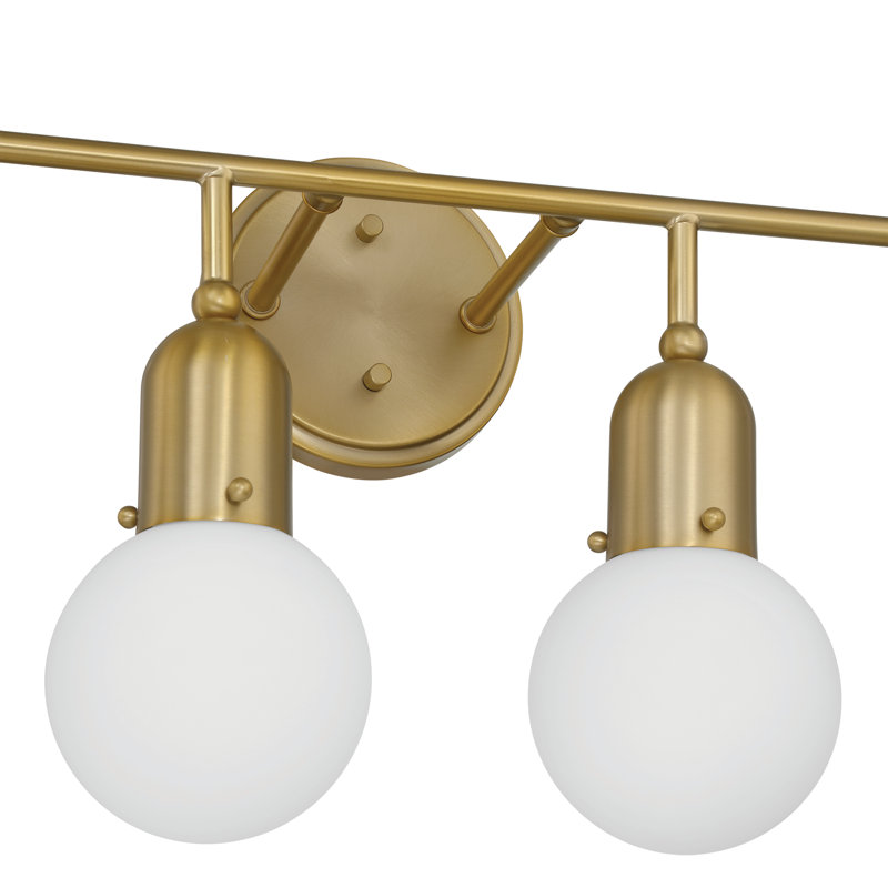 Luminaire de salle de bain à 6 lumières en acier à intensité variable Juno, Blanc, Or brossé