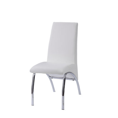Pervis White Synthetic Leather & Chrome Finish Side Chair (Set Of 2)