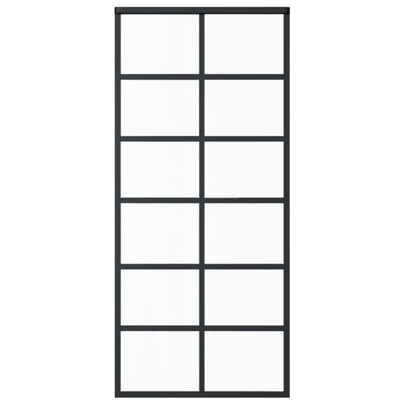 Hamund Sliding Door with Hardware Set ESG Glass&Aluminium, 205cm H x 90cm W x 2cm D