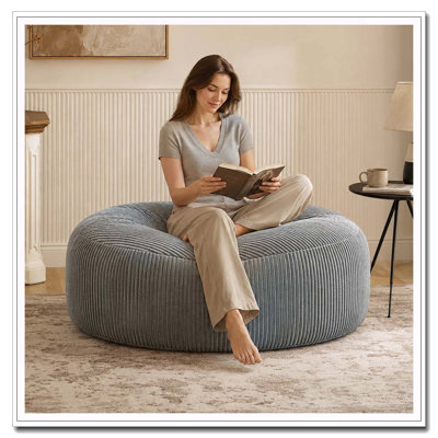 Fauteuil surdimensionné surdimensionné, fauteuil à billes de 6 pi, rembourrage en mousse à mémoire de forme, fauteuil à billes pour adultes et adolescents, canapé moelleux avec housse en tissu doux