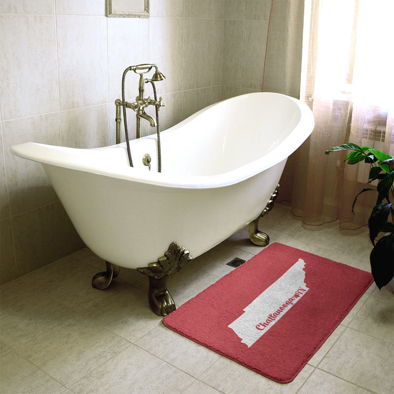 Tapis pour salle de bain en microfibre rectangulaire antidérapant antidérapant, L 21 po x L 34 po, Rouge