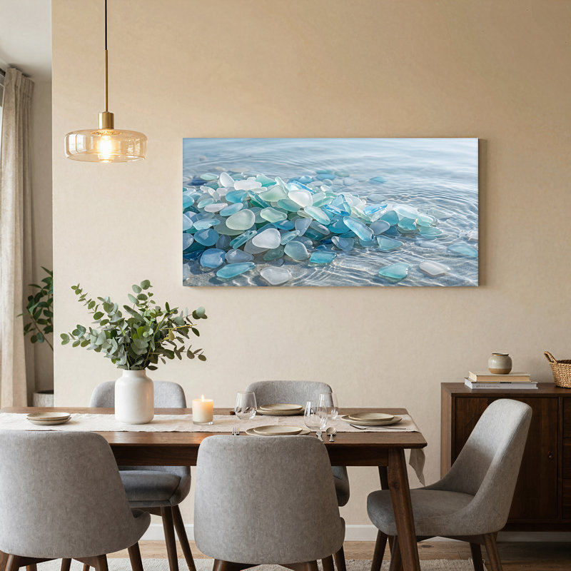 «Blue and White Sea in Water Rippling Water», art mural, L 58 po x H 28 po