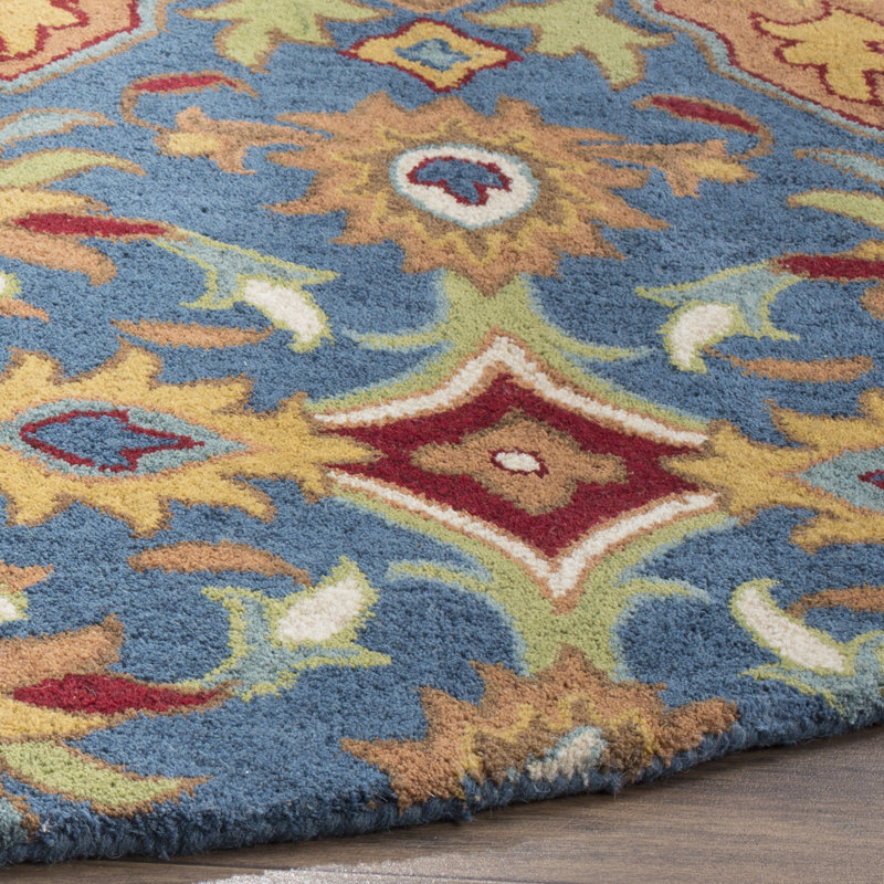 Tapis brun / bleu en laine touffeté à la main Cranmore, Rond 8 pi