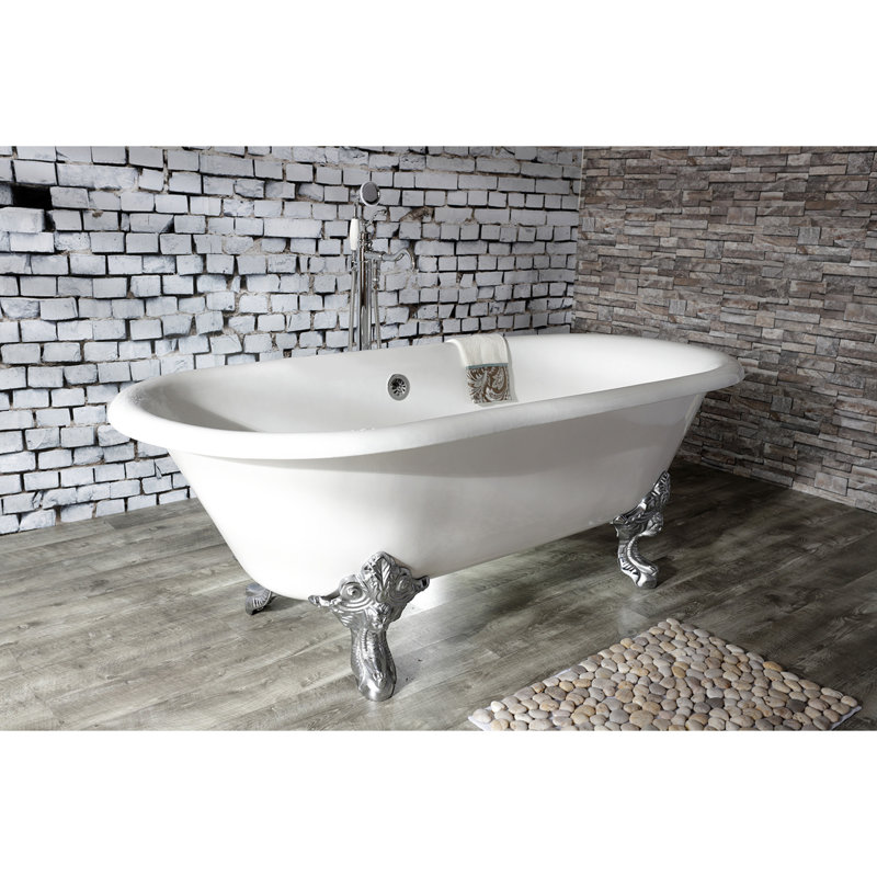 Baignoire sur pattes ovale à double extrémité en fonte 72 pouces Kingston Eden Aqua Eden (sans perçage de robinet)