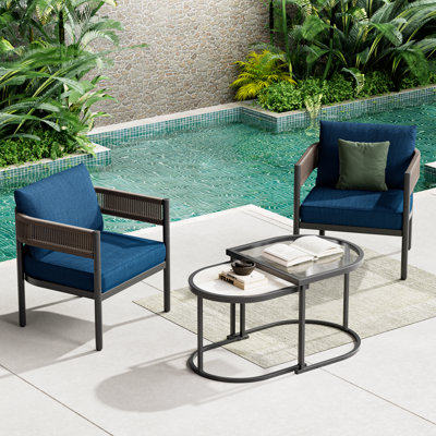 Defino 4 Piece Steel Wicker Seating Group With Cushions