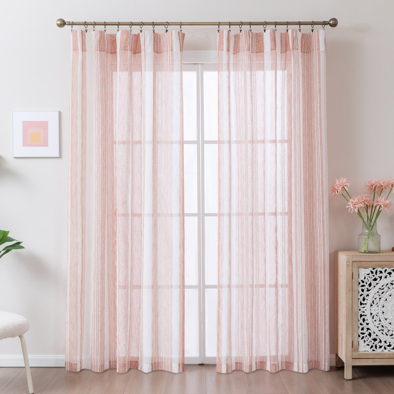 Paire de rideaux transparents avec passe-tringle Farmhouse, L 52 po x H 108 po, Gris clair