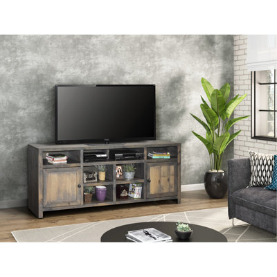 Tv Stand Console 84 Inch, , Suits Tvs Up To 95 Inches, No Assembly, Rustic, Two Doors, Five Fixed Shelves 84" With Finish, Accommodates 95" Tvs, Rustic Design,