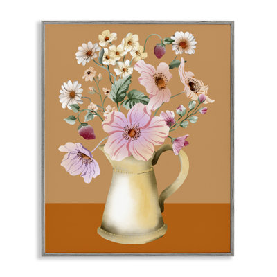 Garden Florals in Jug Framed Giclee Art by Kate Eldridge