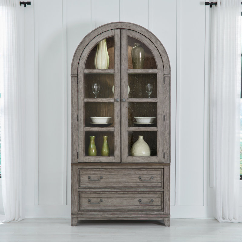  Chalita Curio Cabinet Set w/ LED Lighting, Gray