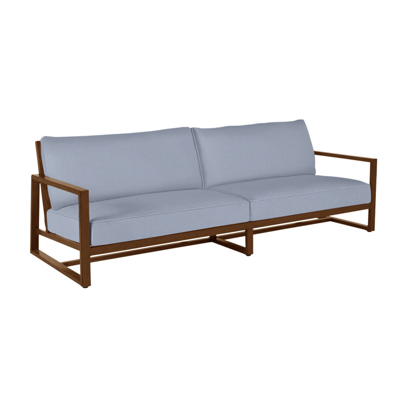 Avondale Aluminum Sofa - Oak, Welt, Rollo Silver, Oak