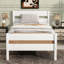 Cadre de lit simple avec tête et pied de lit, structure de lit en bois d'hévéa, finition blanche-393742595