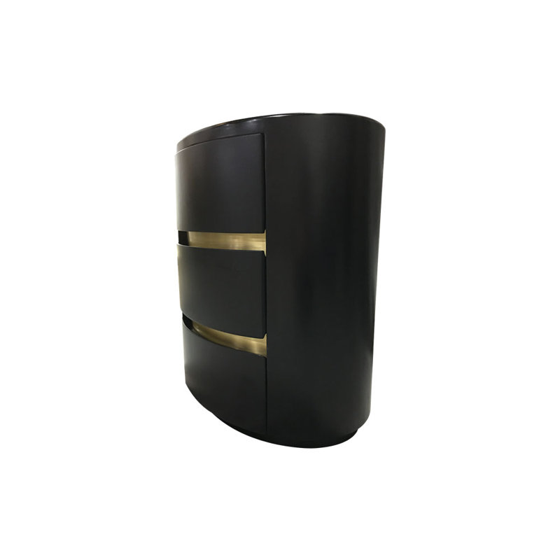 Auguster 60cm W Solid Wood Bedside Table, Black