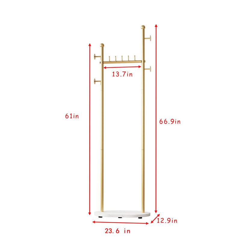 Cinelli Metal Freestanding Coat Rack, Gold