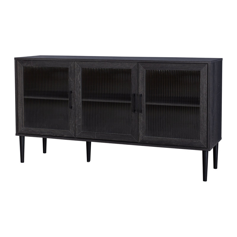 Buffet cannelé 55 po avec portes en verre