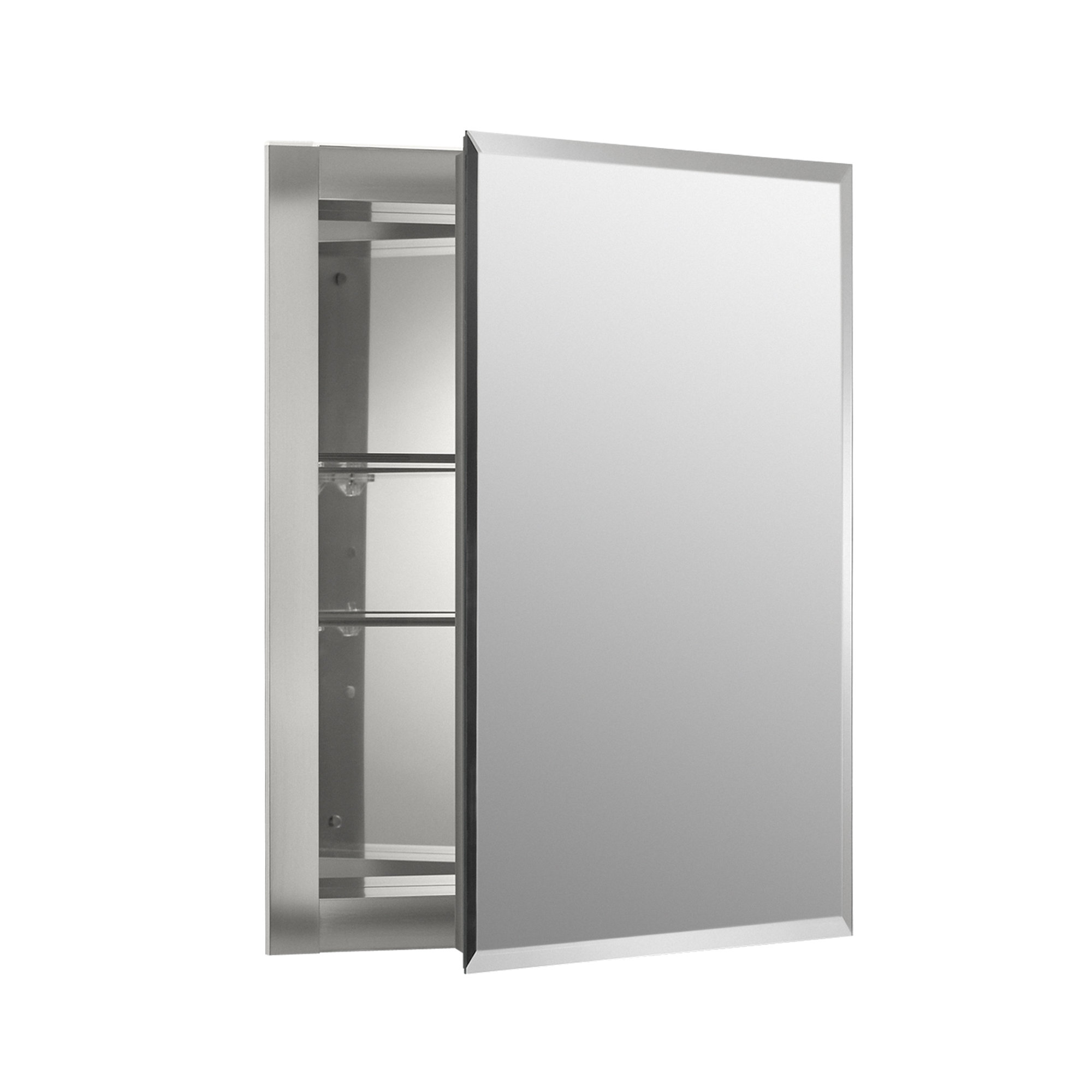 Derring Recessed Frameless Medicine Cabinet with 2 Adjustable Shelves and Interior Mirror