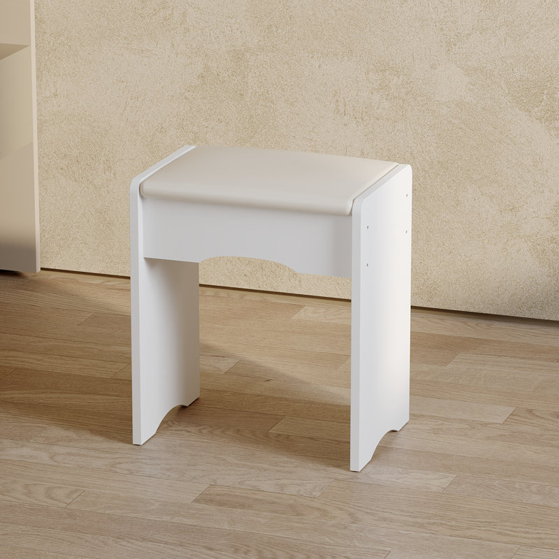 Dressing Table & Stool Set with 3 Colours LED Lights Mirror, Makeup Table with Ottoman & 5 Drawers, Large Storage Space Vanity Desk for Bedroom Furniture (White/LED)
