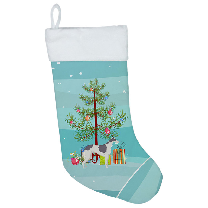 Chaussette de noël joyeux de noël, Lévrier gris