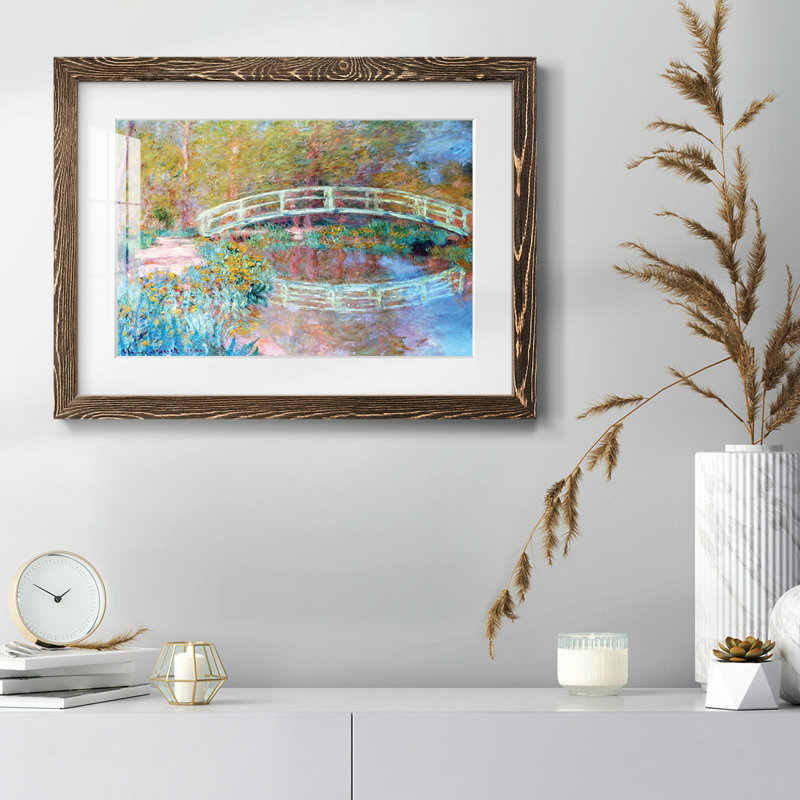 Le pont japonais (Le pont dans le jardin de Monet), 1900 - Peinture à cadre unique, Noyer, H 26 po x l 38 po x P 1,5 po
