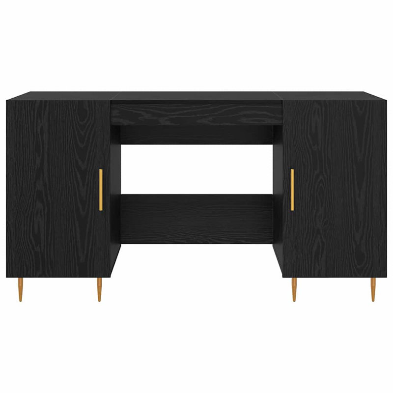 Desk With Shelf 140 X 50 X 75 Cm Engineered Wood, Black Oak